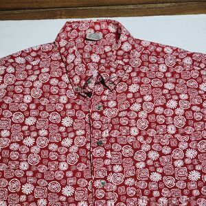 Windridge LS Full Button Shirt Red w/ White Swirls - Size XXL